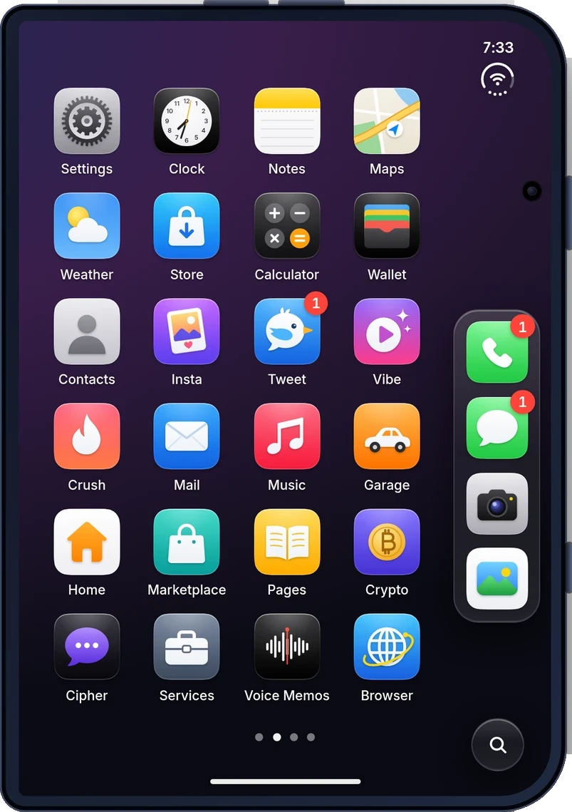iFold folded: the Home Screen on the 5.4-inch outer display